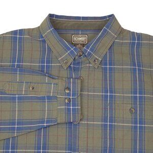 C.E. Schmidt Workwear Mens 2XL Long Sleeve Button-Up Plaid Shirt Cotton Blend
